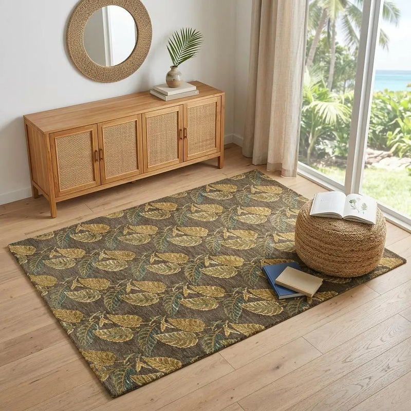 4' X 6' Brown Gold And Gray Floral Hand Knotted Area Rug Homeroots Home Decor