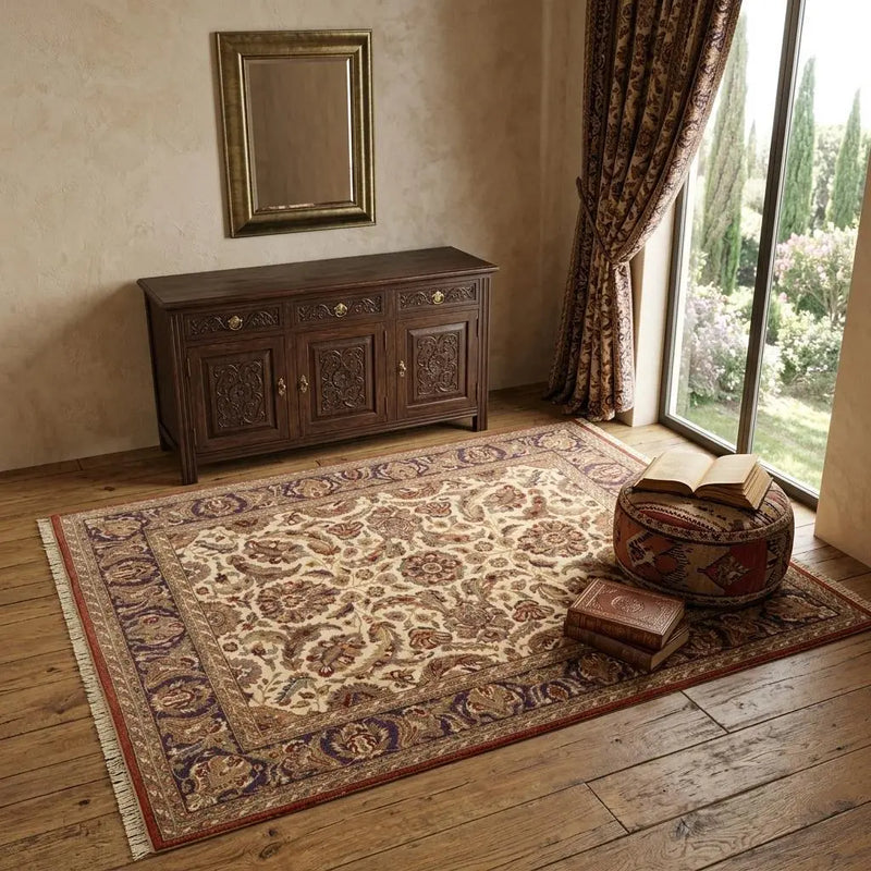 4' X 6' Brown Tan And Red Wool Oriental Hand Knotted Area Rug With Fringe Homeroots Home Decor