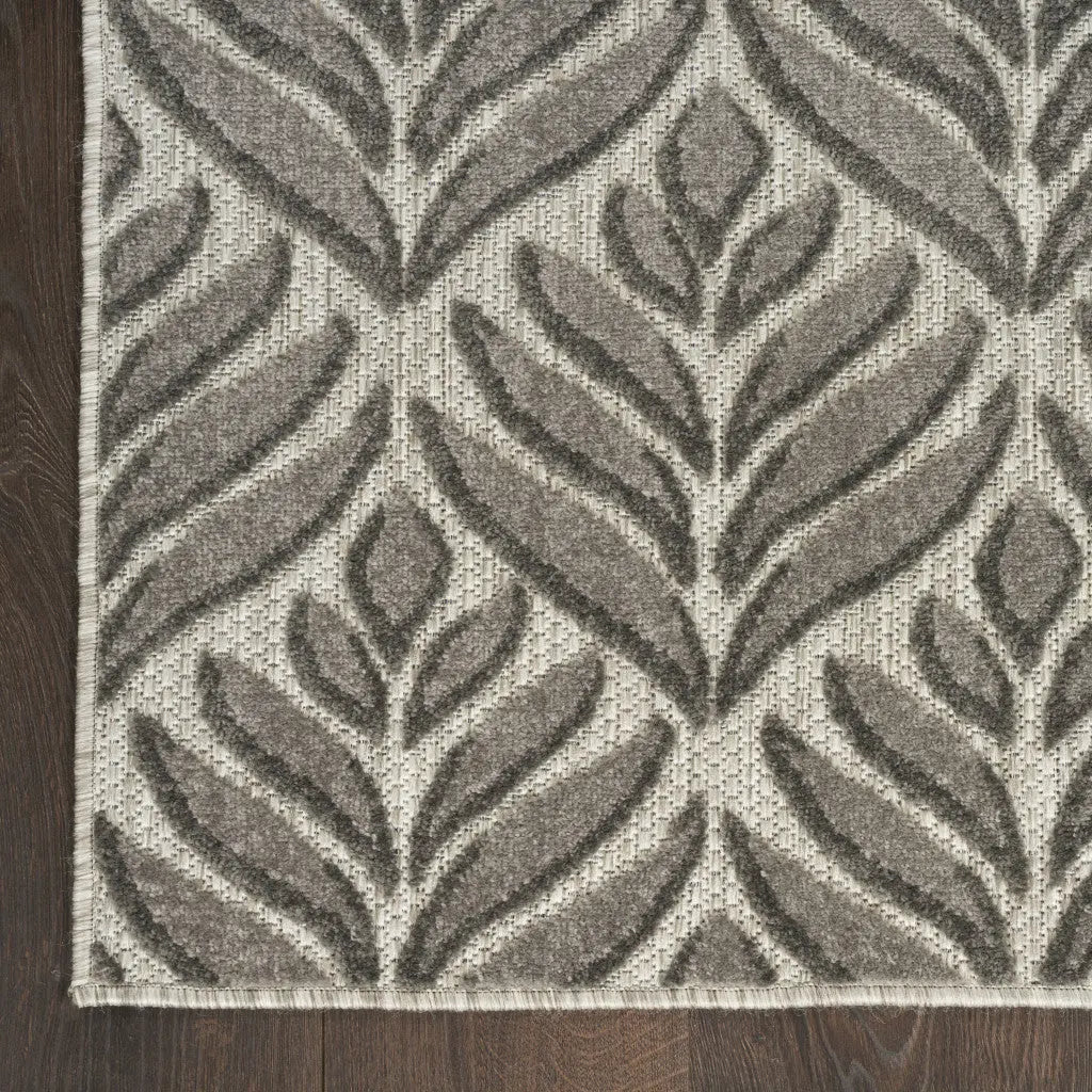 4' X 6' Charcoal Floral Stain Resistant Non Skid Area Rug Homeroots Outdoor