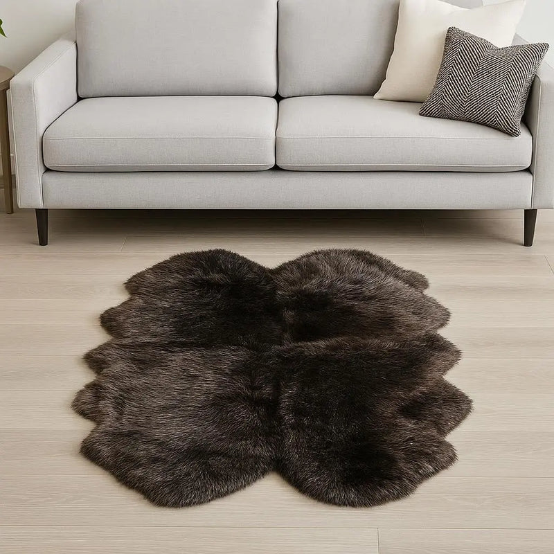 4' X 6' Chocolate Genuine Sheepskin Area Rug Homeroots Home Decor
