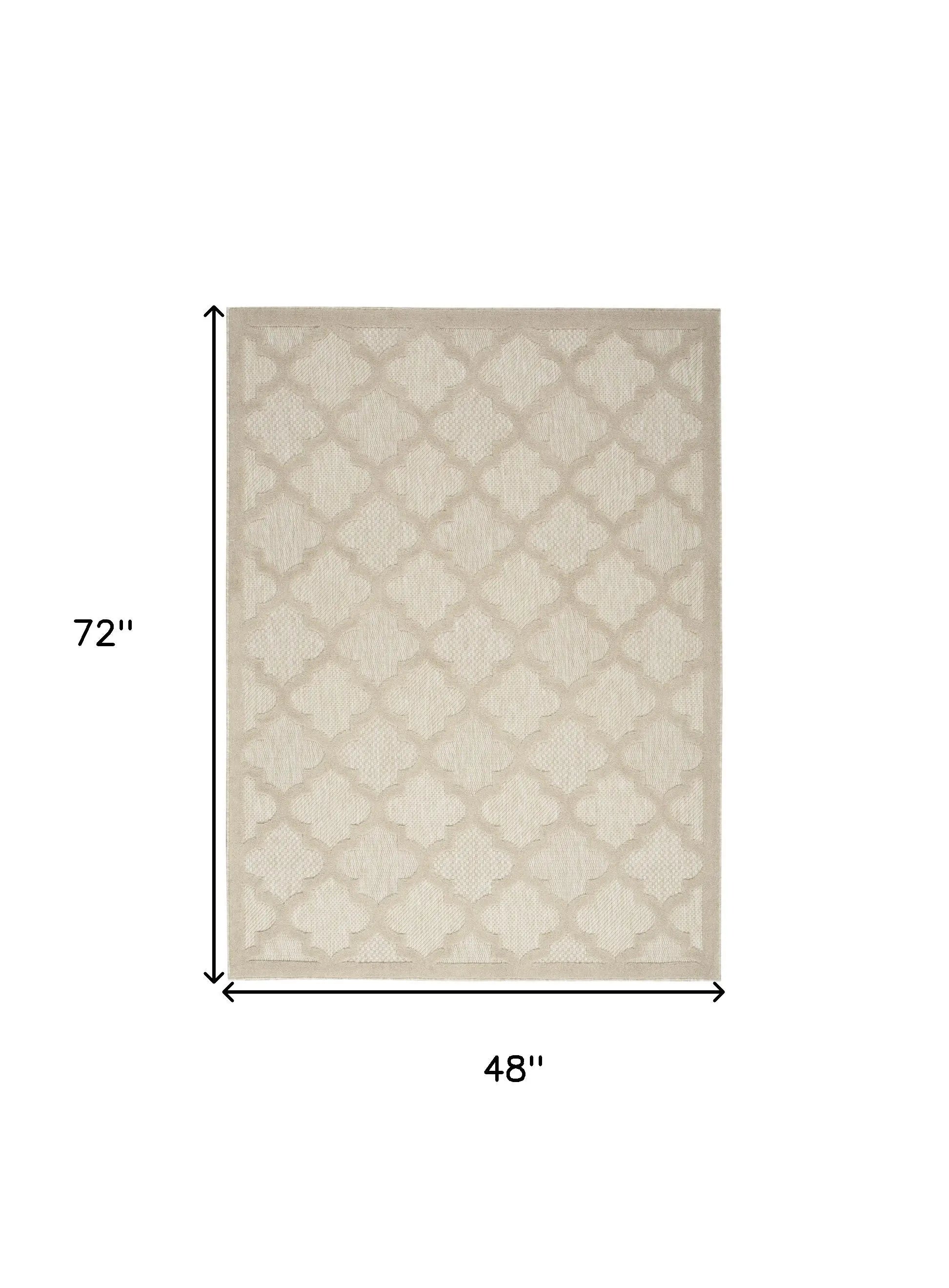 4' X 6' Cream And Beige Trellis Indoor Outdoor Area Rug Homeroots Outdoor