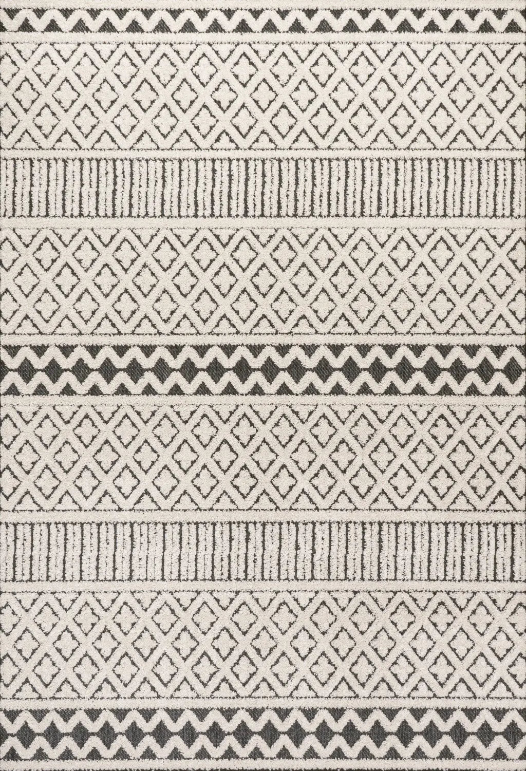 4' X 6' Cream And Black Trellis Indoor Outdoor Area Rug Homeroots Outdoor