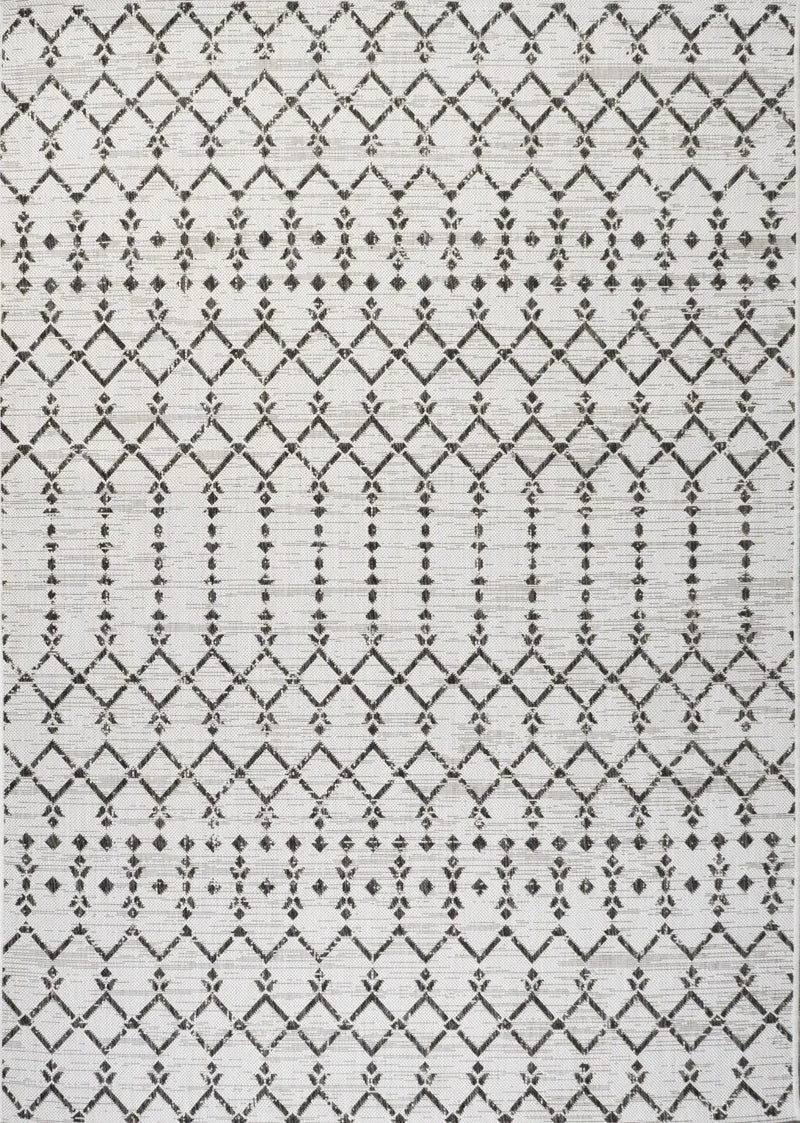 4' X 6' Cream And Black Trellis Indoor Outdoor Area Rug Homeroots Outdoor