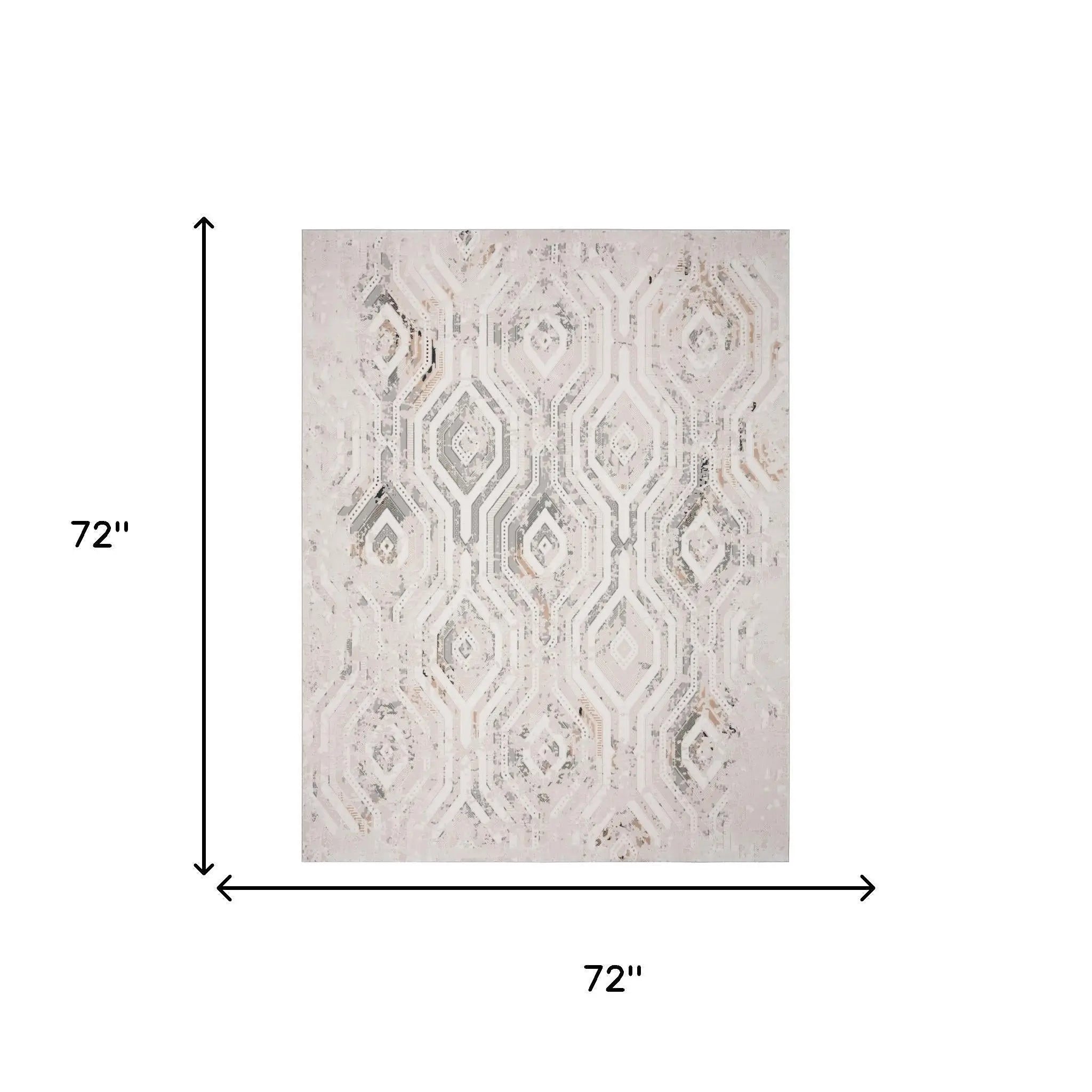 4' X 6' Cream And Gray Ikat Area Rug Homeroots Home Decor