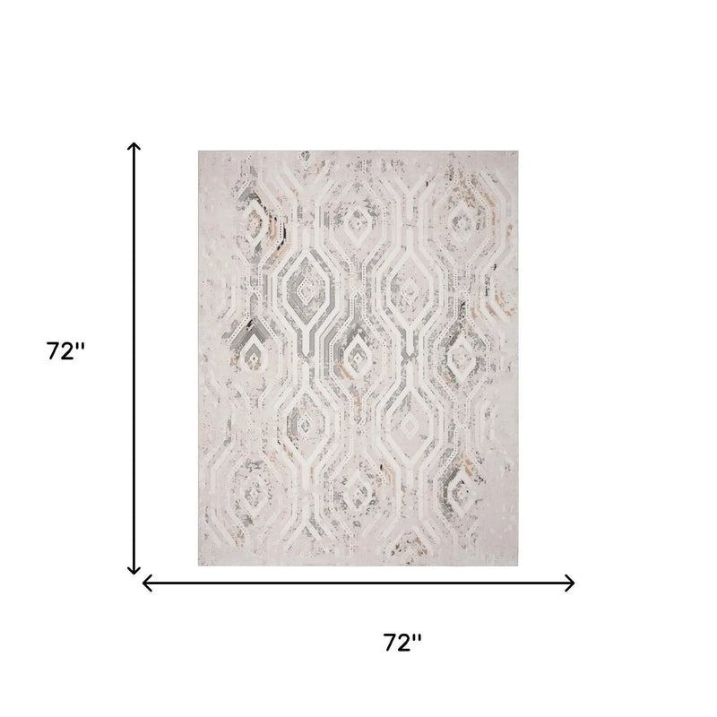 4' X 6' Cream And Gray Ikat Area Rug Homeroots Home Decor