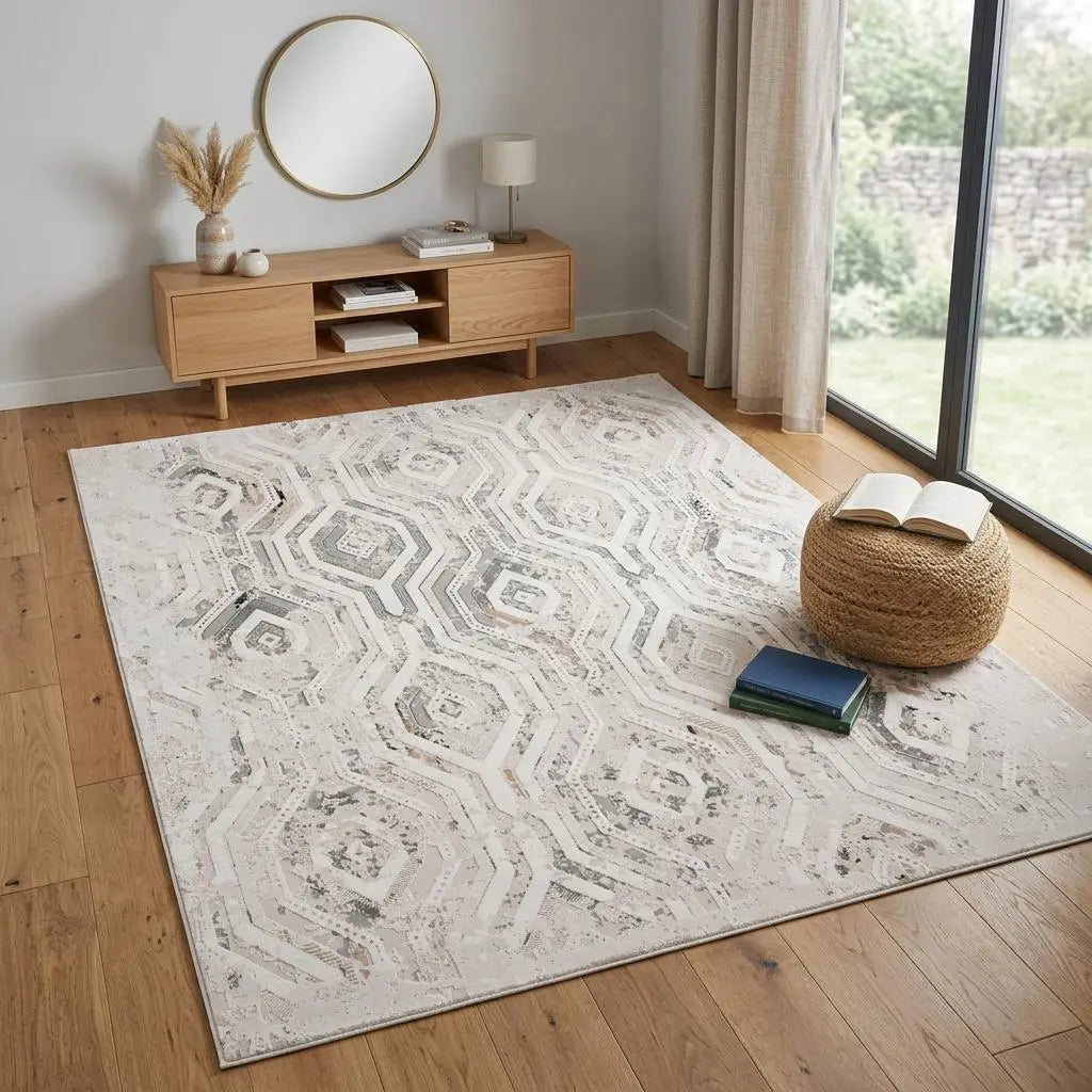 4' X 6' Cream And Gray Ikat Area Rug Homeroots Home Decor