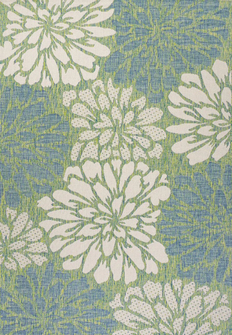 4' X 6' Cream And Green Floral Indoor Outdoor Area Rug Homeroots Outdoor