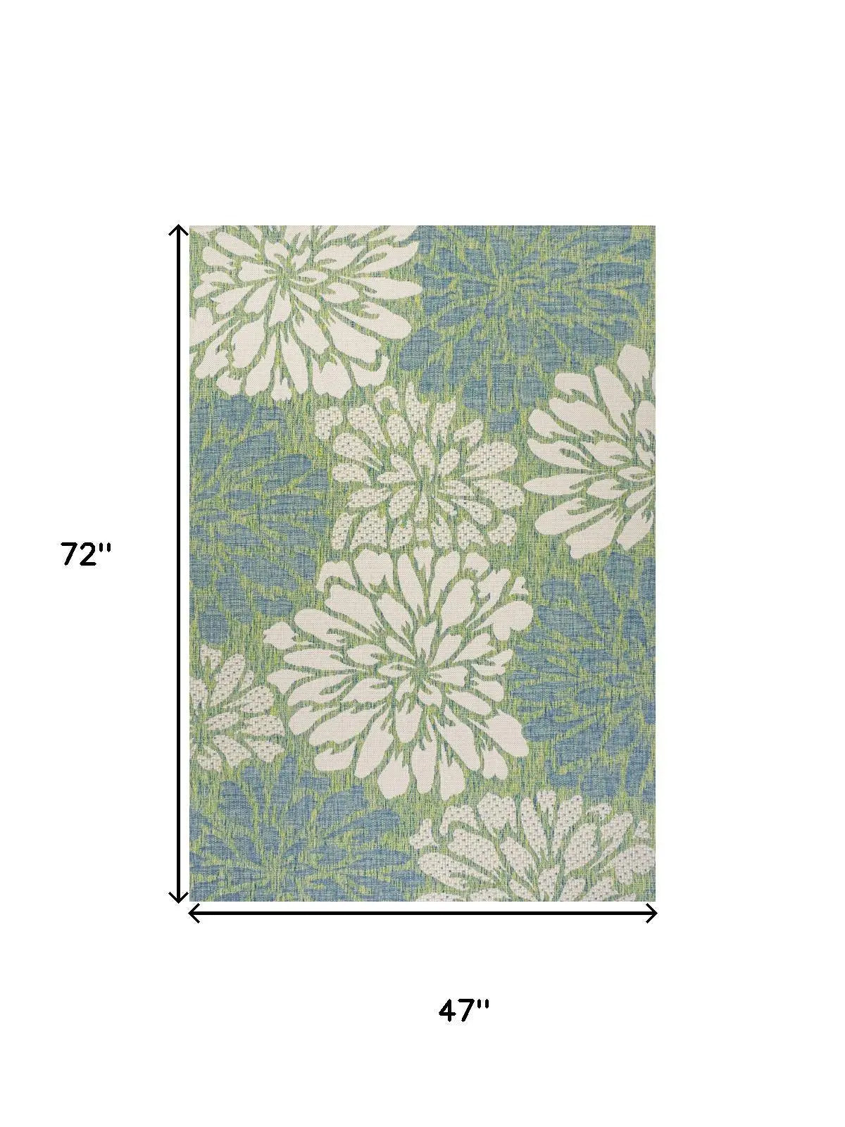 4' X 6' Cream And Green Floral Indoor Outdoor Area Rug Homeroots Outdoor
