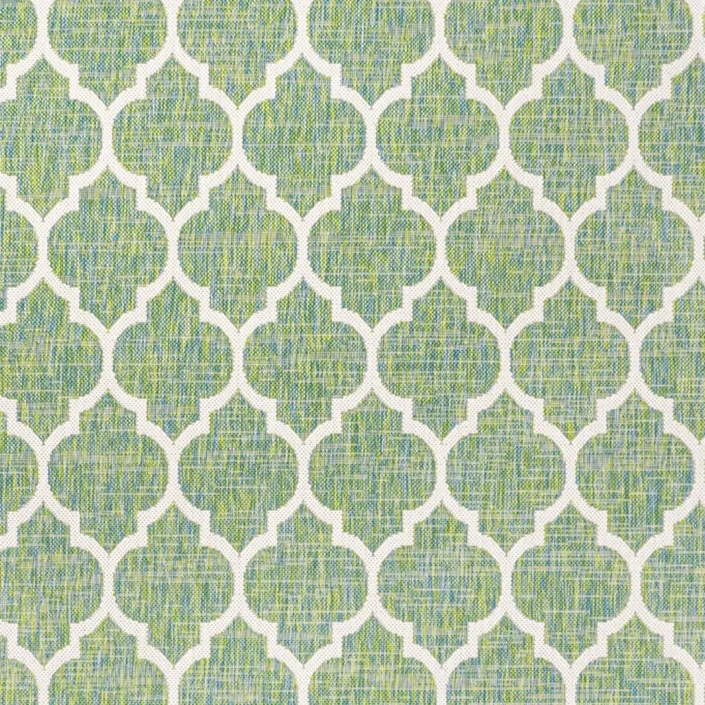 4' X 6' Cream And Green Geometric Indoor Outdoor Area Rug Homeroots Outdoor