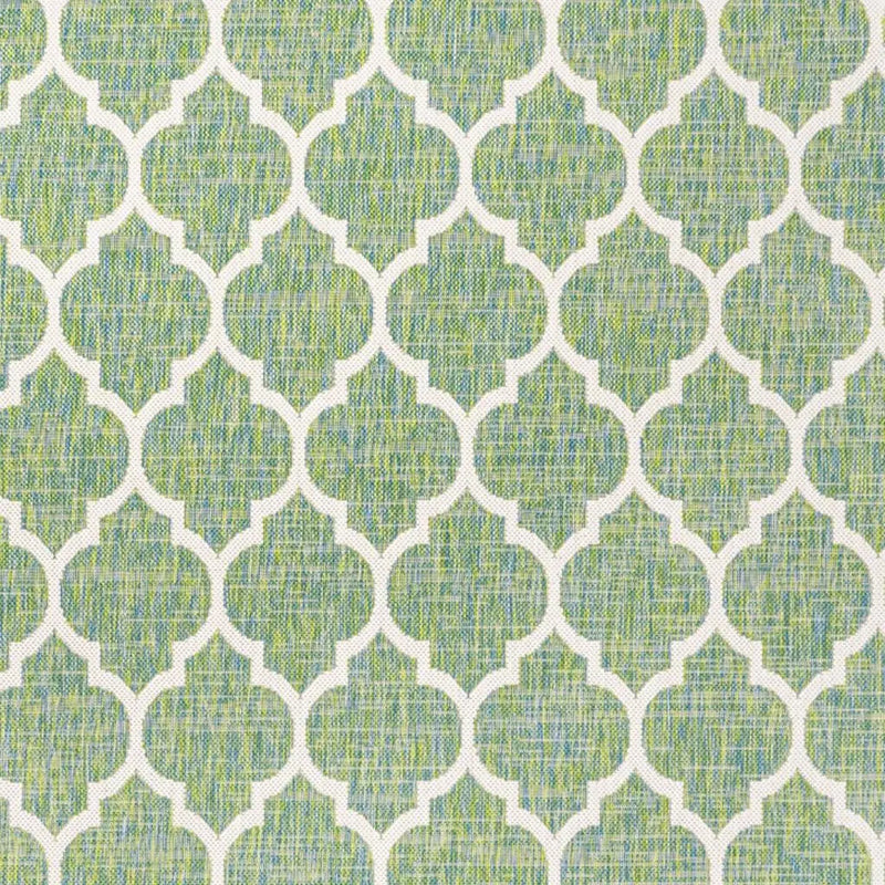 4' X 6' Cream And Green Geometric Indoor Outdoor Area Rug Homeroots Outdoor