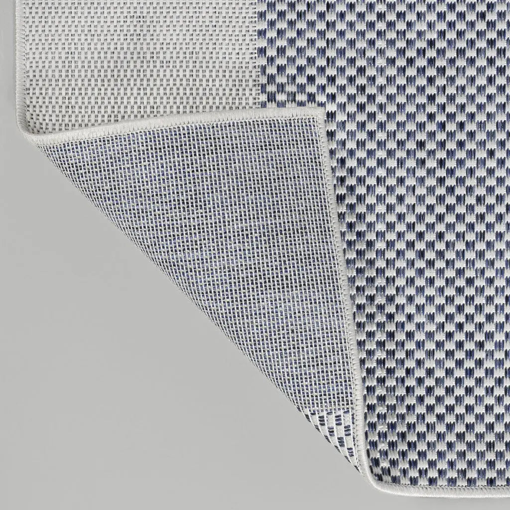 4' X 6' Cream And Navy Blue Geometric Indoor Outdoor Area Rug Homeroots Outdoor