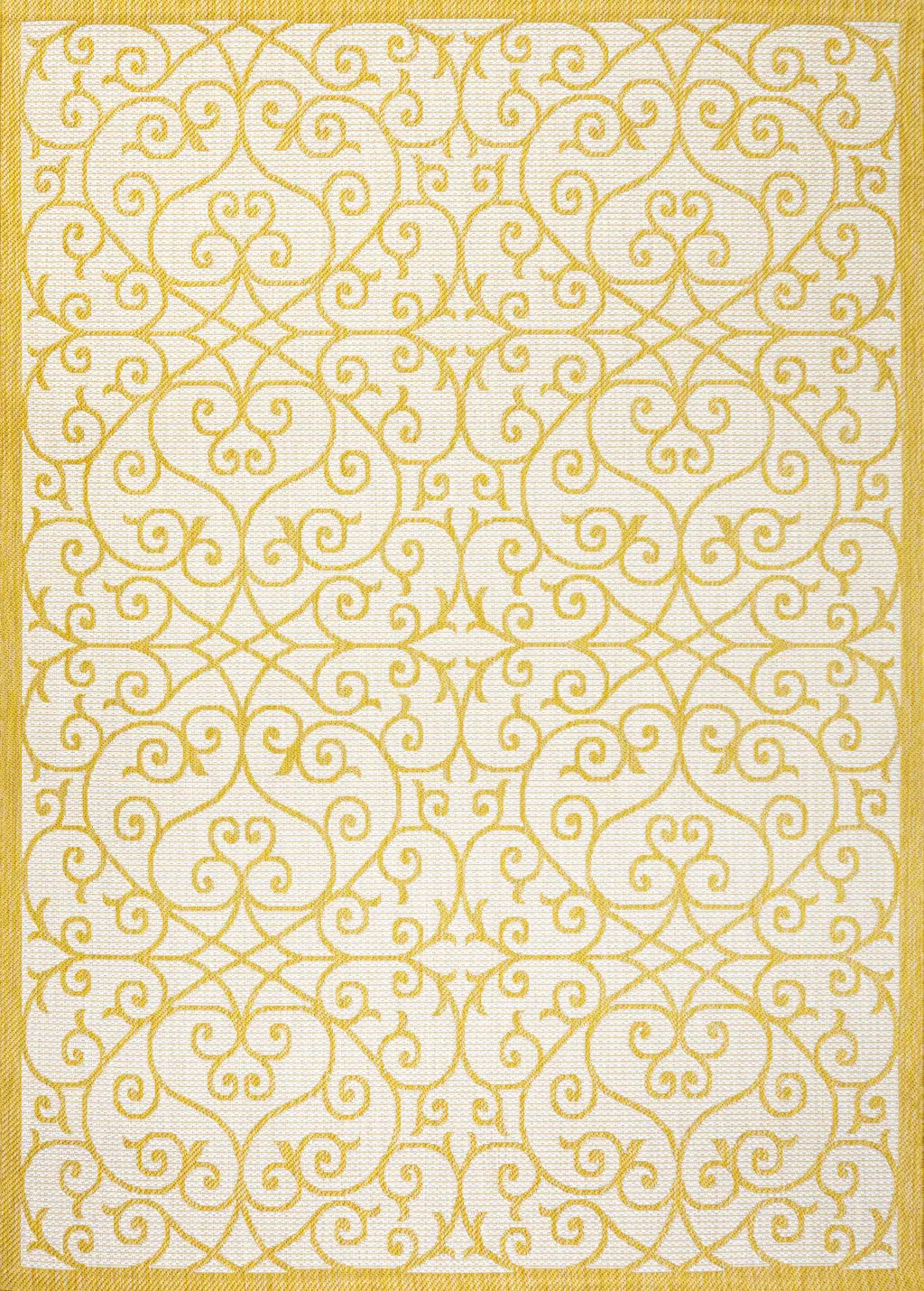 4' X 6' Cream And Yellow Geometric Indoor Outdoor Area Rug Homeroots Outdoor