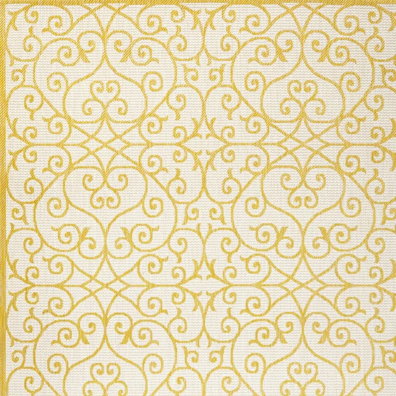 4' X 6' Cream And Yellow Geometric Indoor Outdoor Area Rug Homeroots Outdoor