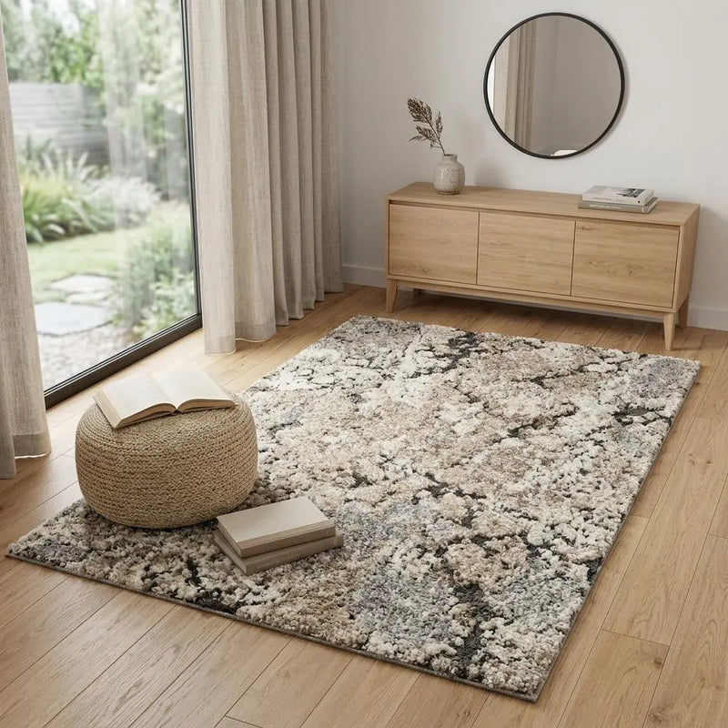 4' X 6' Cream Beige And Taupe Abstract Area Rug Homeroots Home Decor