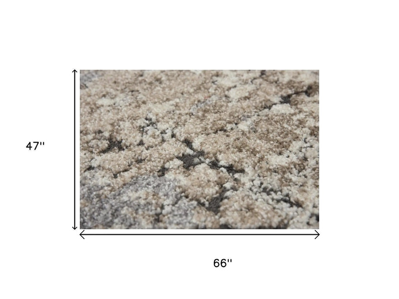 4' X 6' Cream Beige And Taupe Abstract Area Rug Homeroots Home Decor