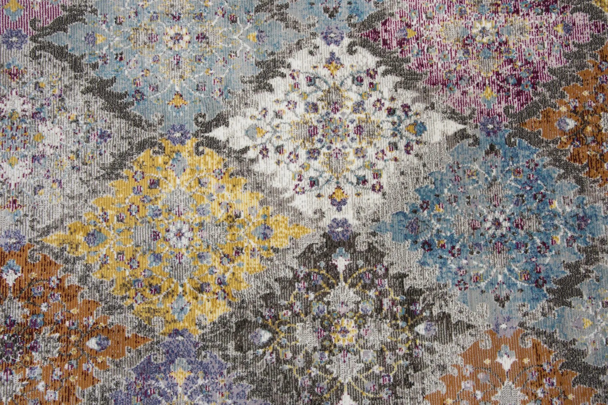 4' X 6' Cream Rust Gold And Blue Diamond Area Rug Homeroots Home Decor