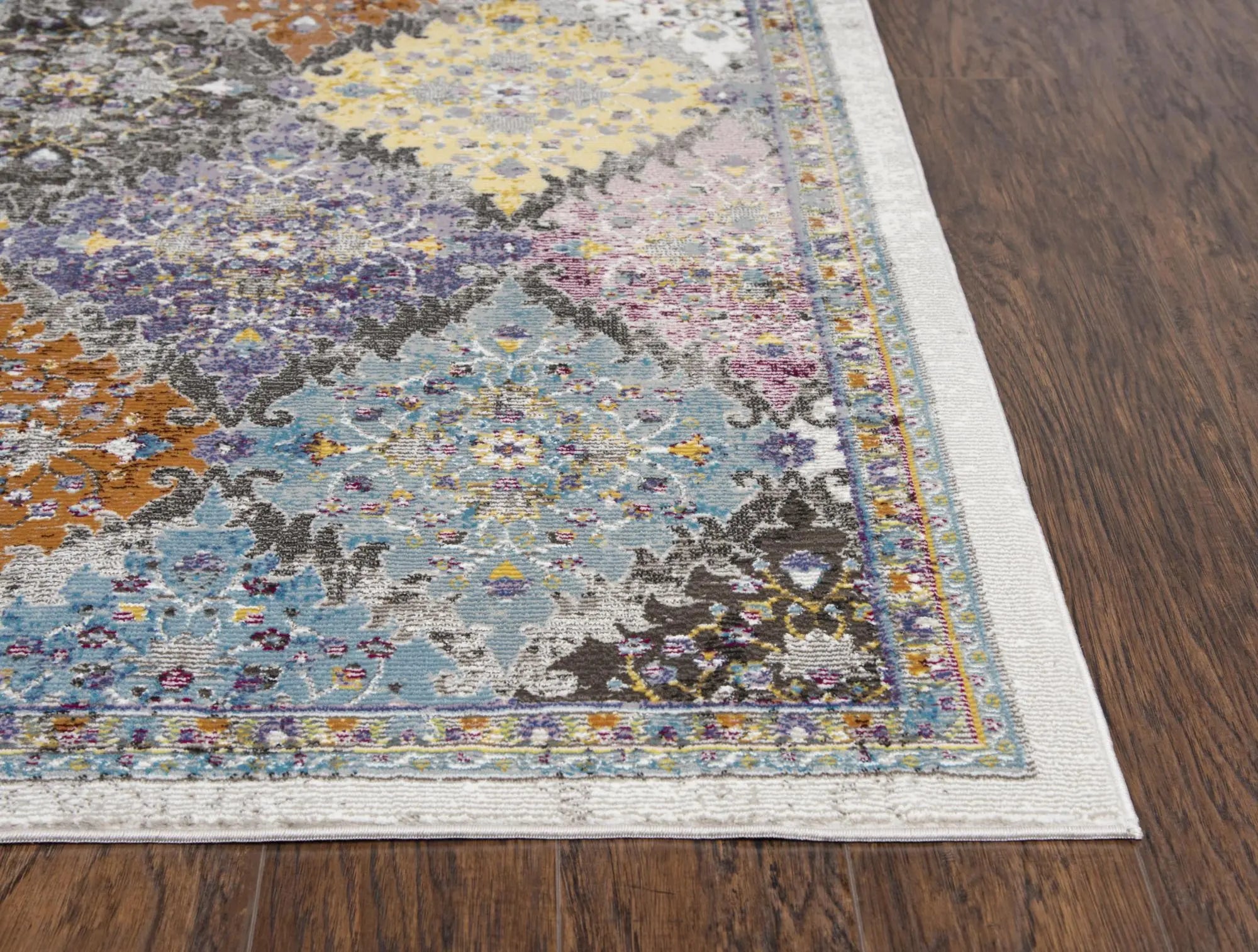 4' X 6' Cream Rust Gold And Blue Diamond Area Rug Homeroots Home Decor