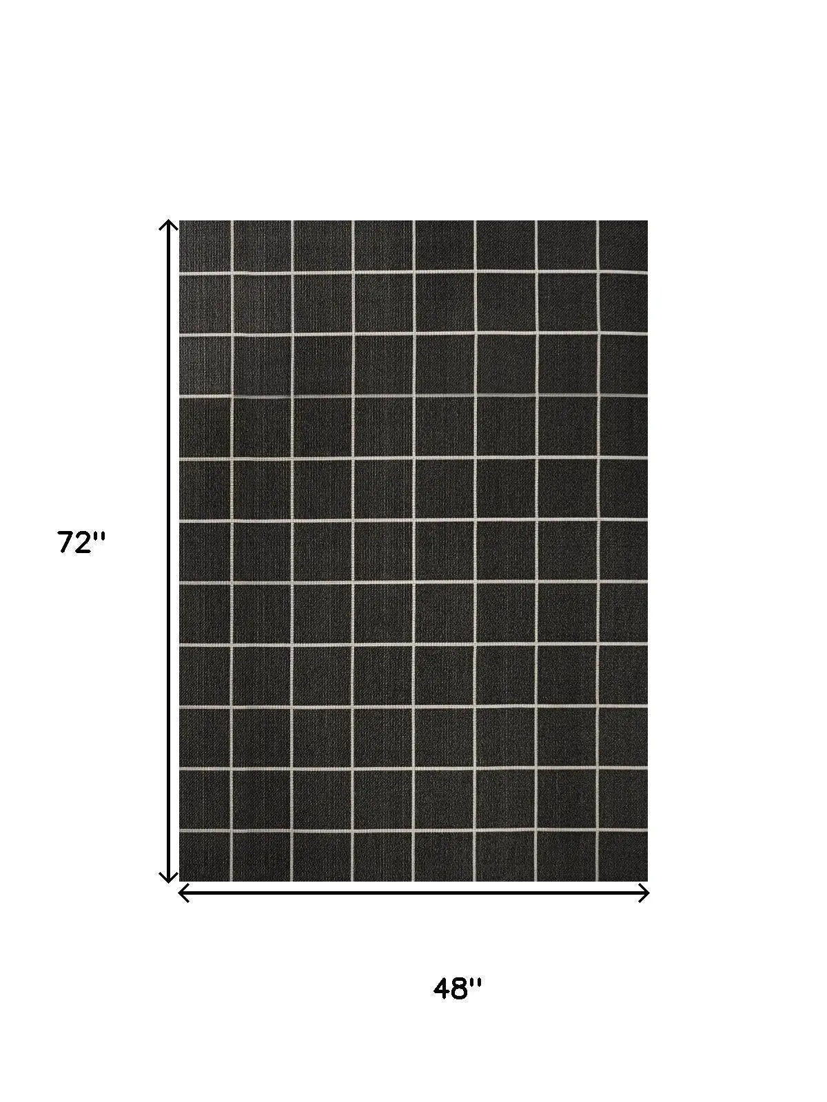 4' X 6' Dark Gray And Cream Plaid Indoor Outdoor Area Rug Homeroots Outdoor