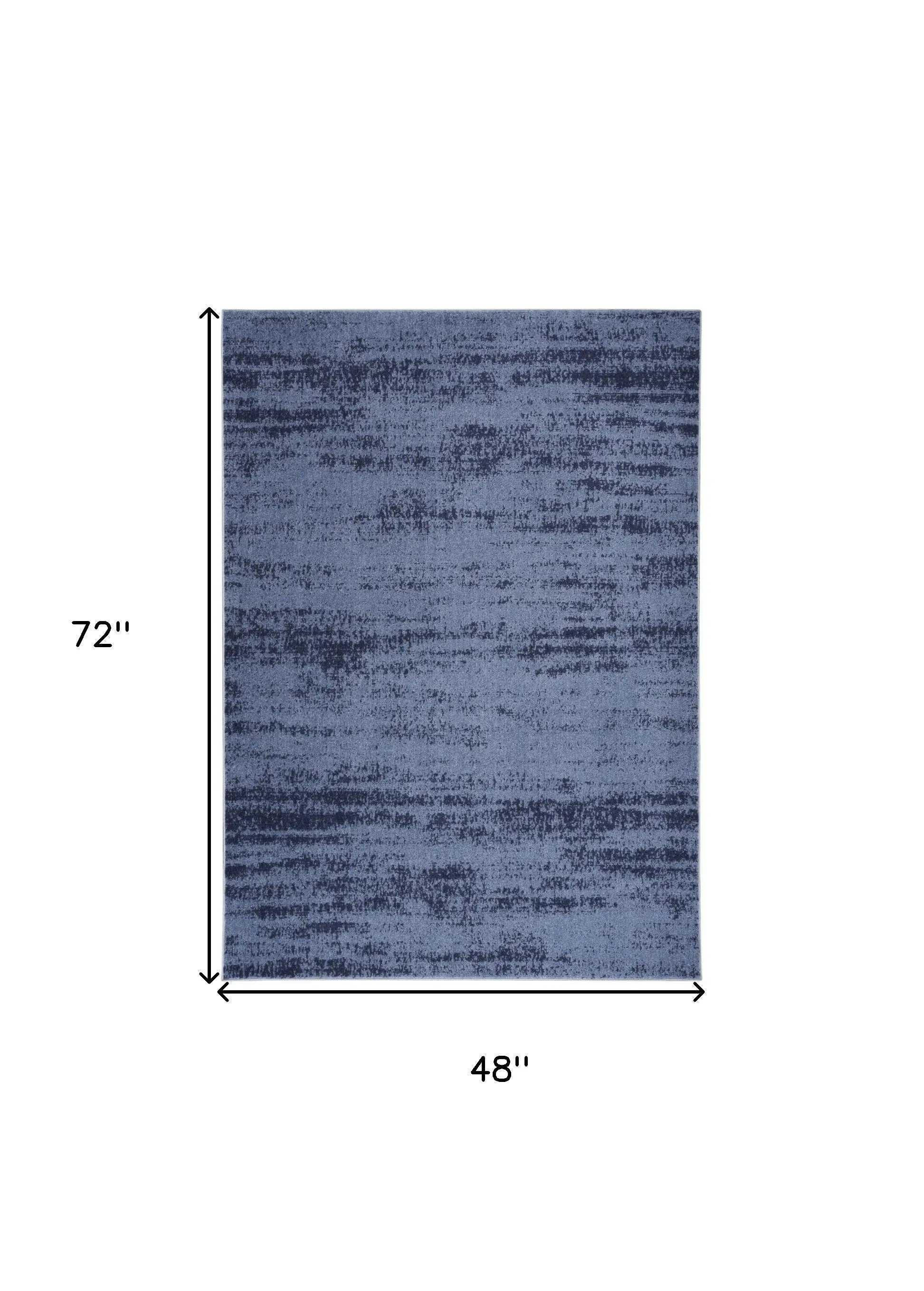 4' X 6' Denim Blue And Navy Blue Abstract Indoor Outdoor Area Rug Homeroots Outdoor