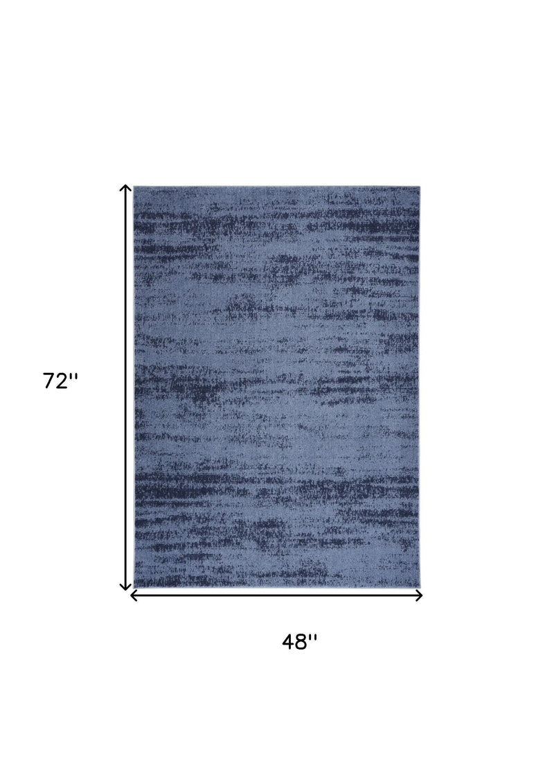 4' X 6' Denim Blue And Navy Blue Abstract Indoor Outdoor Area Rug Homeroots Outdoor