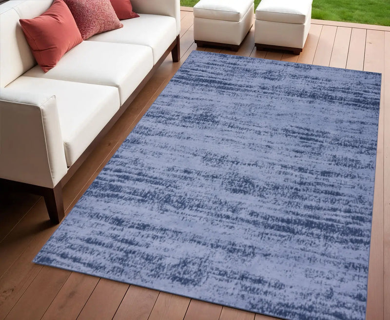 4' X 6' Denim Blue And Navy Blue Abstract Indoor Outdoor Area Rug Homeroots Outdoor