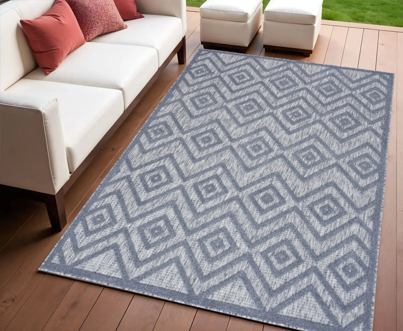 4' X 6' Denim Blue Indoor Outdoor Area Rug - GreatEagleInc