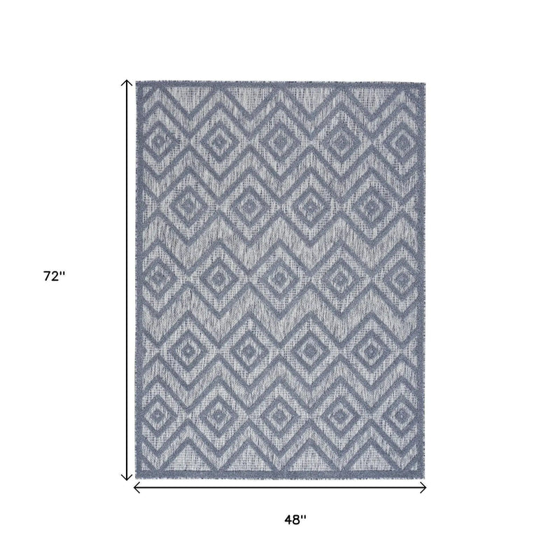 4' X 6' Denim Blue Indoor Outdoor Area Rug - GreatEagleInc