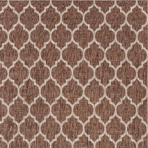 4' X 6' Espresso And Taupe Geometric Indoor Outdoor Area Rug Homeroots Outdoor