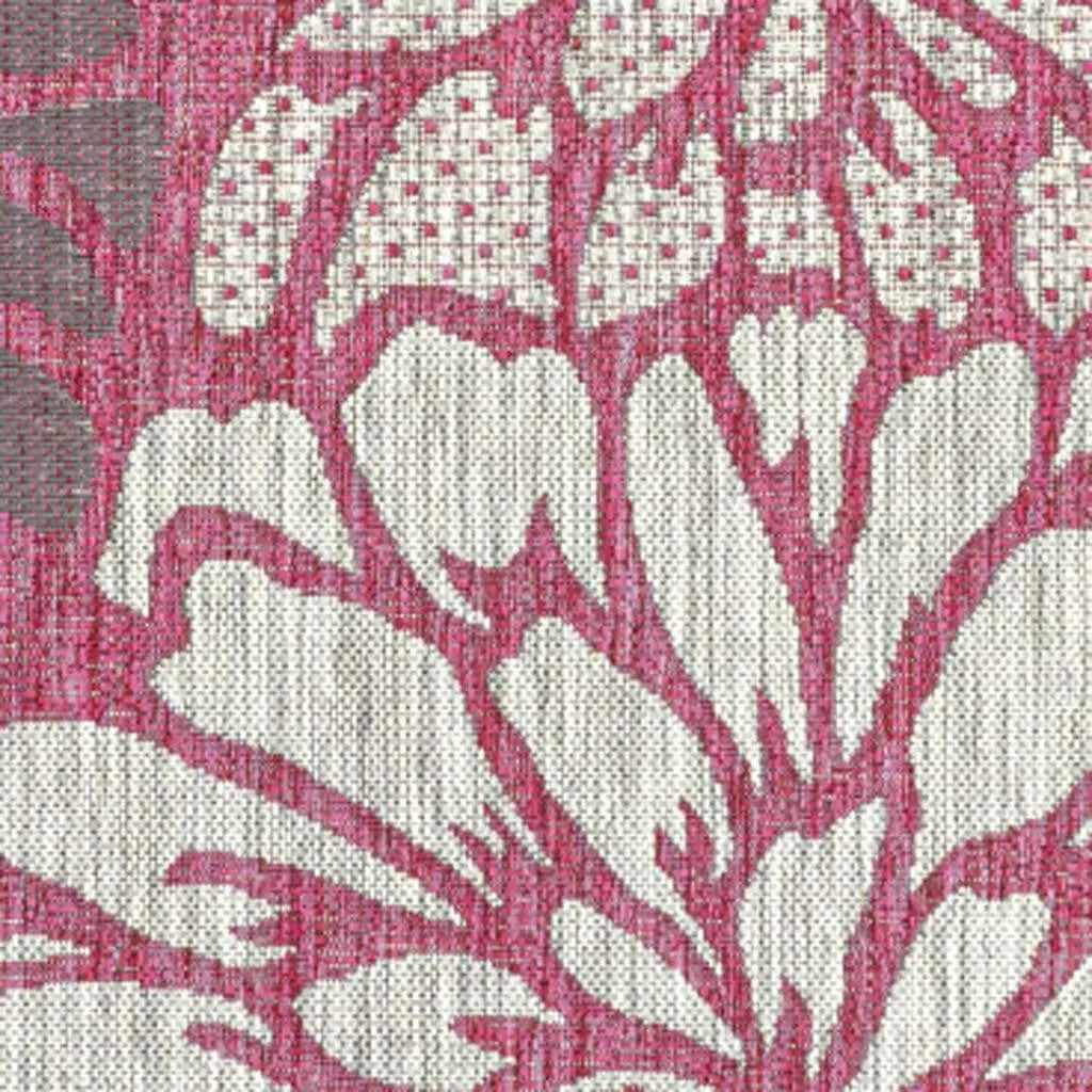 4' X 6' Fuchsia And Light Gray Floral Indoor Outdoor Area Rug Homeroots Outdoor