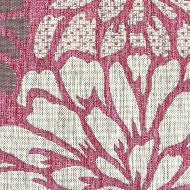 4' X 6' Fuchsia And Light Gray Floral Indoor Outdoor Area Rug Homeroots Outdoor