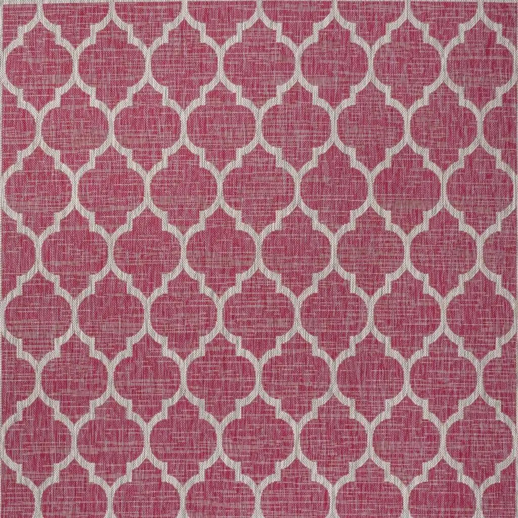 4' X 6' Fuchsia And Light Gray Geometric Indoor Outdoor Area Rug Homeroots Outdoor