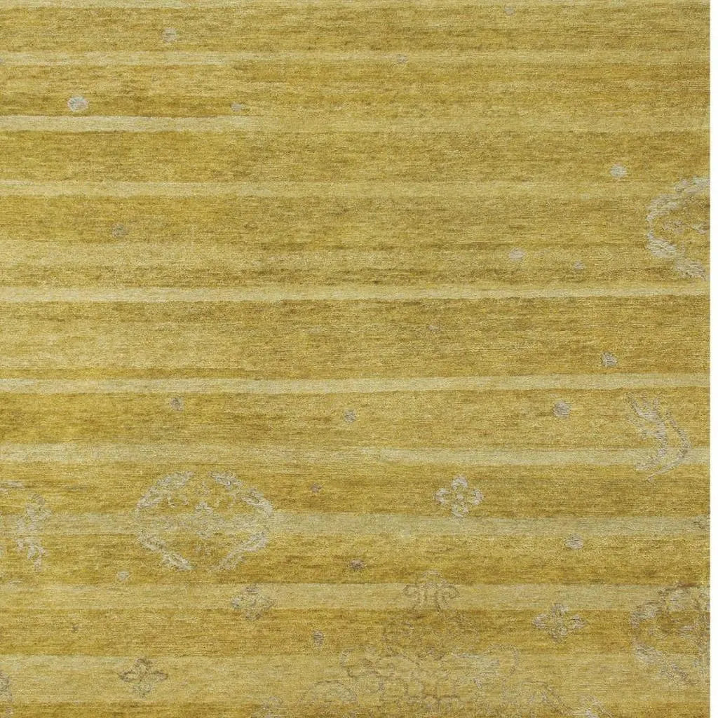 4' X 6' Gold And Yellow Striped Hand Knotted Area Rug Homeroots Home Decor