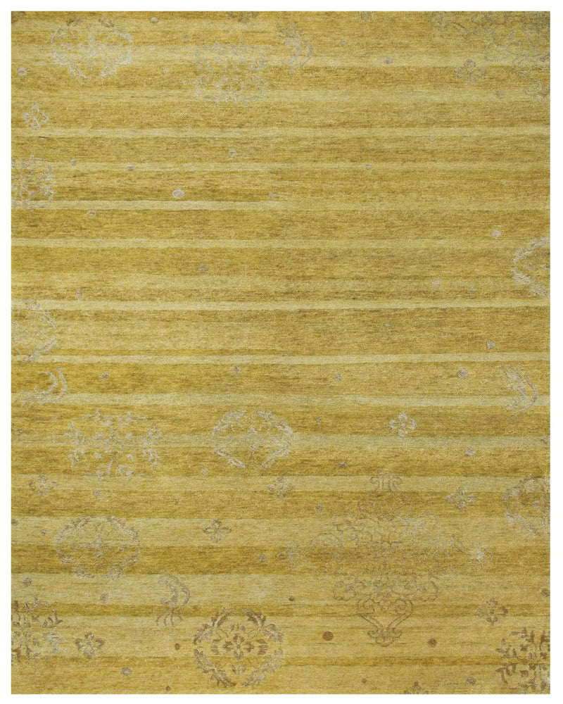 4' X 6' Gold And Yellow Striped Hand Knotted Area Rug Homeroots Home Decor