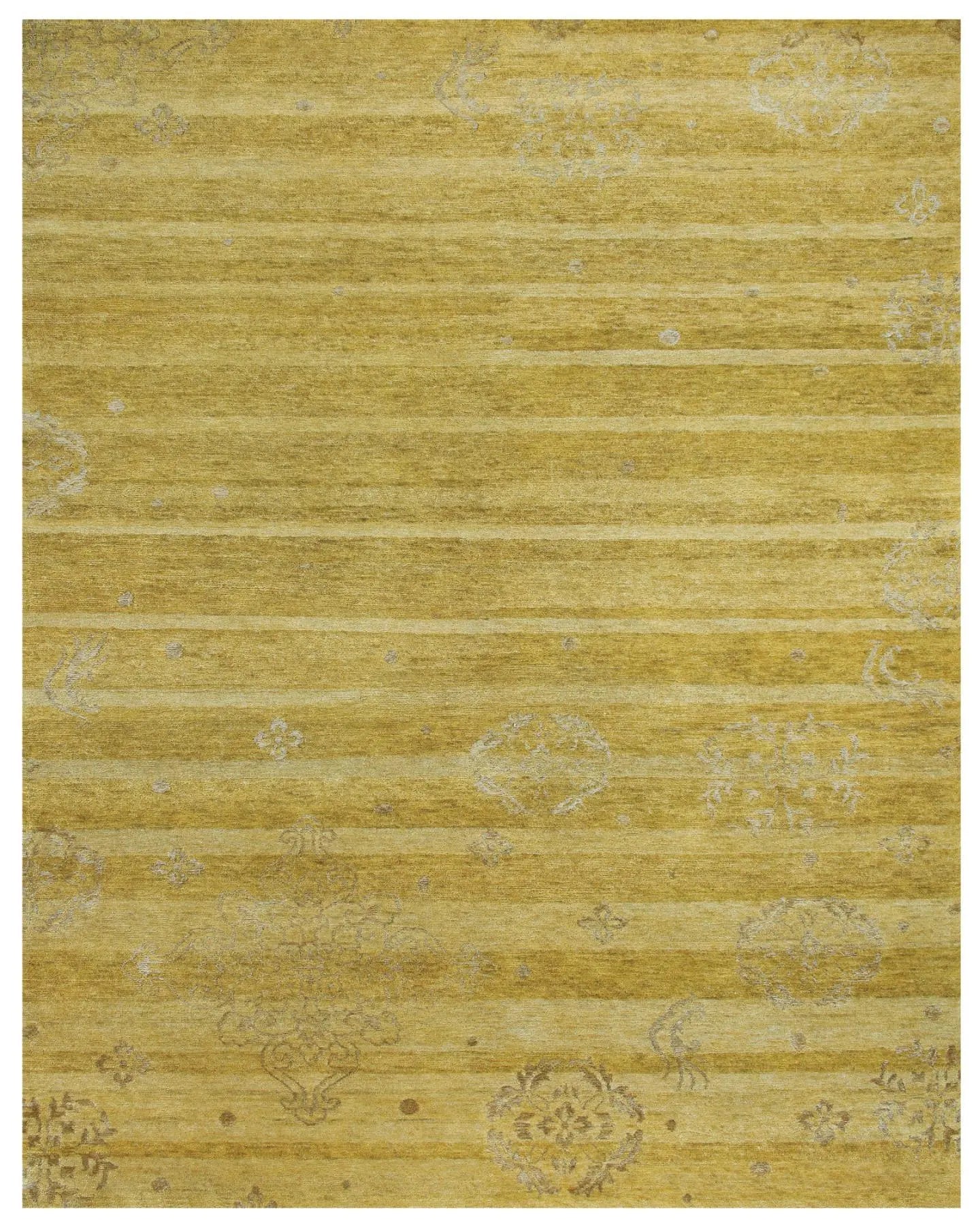 4' X 6' Gold And Yellow Striped Hand Knotted Area Rug Homeroots Home Decor