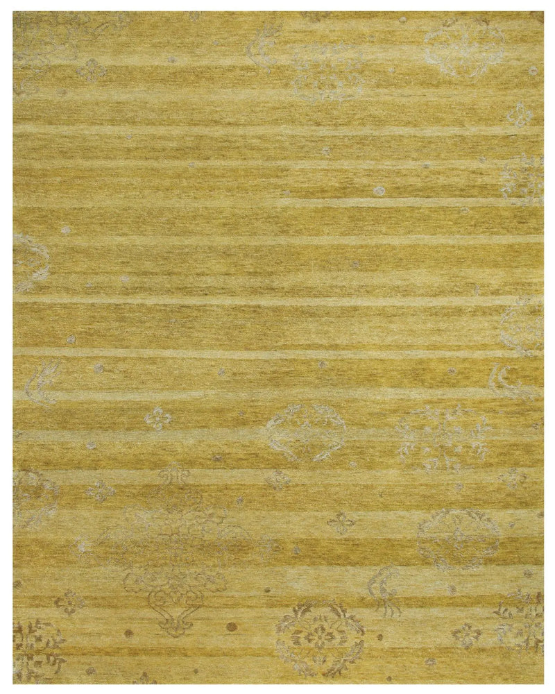 4' X 6' Gold And Yellow Striped Hand Knotted Area Rug Homeroots Home Decor