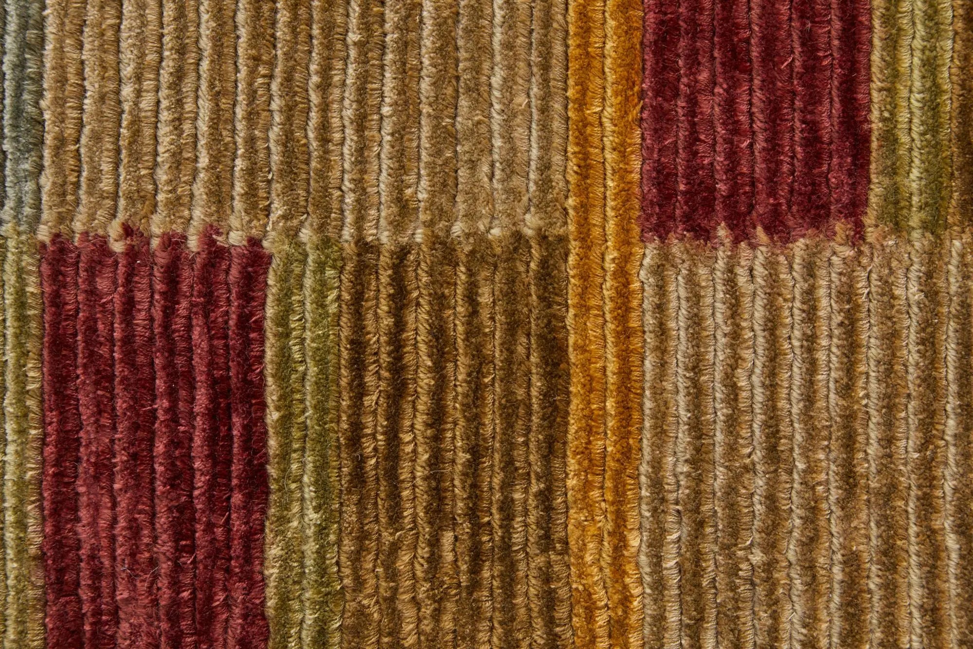 4' X 6' Gold Green And Red Striped Hand Knotted Area Rug Homeroots Home Decor