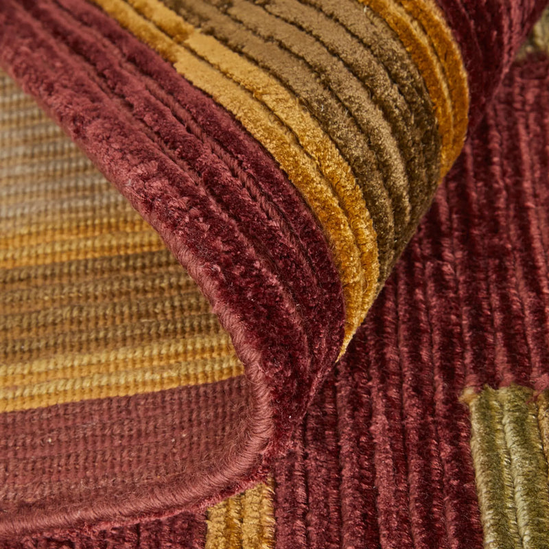 4' X 6' Gold Green And Red Striped Hand Knotted Area Rug Homeroots Home Decor