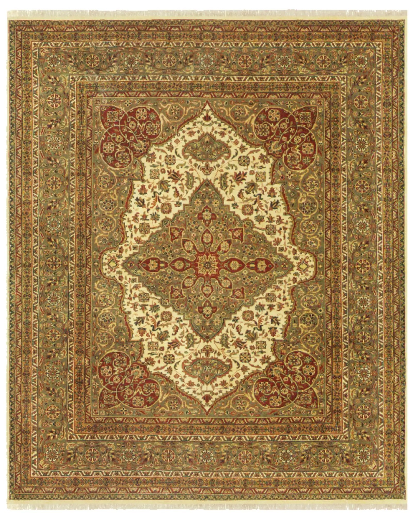 4' X 6' Gold Ivory And Red Wool Oriental Hand Knotted Area Rug With Fringe Homeroots Home Decor