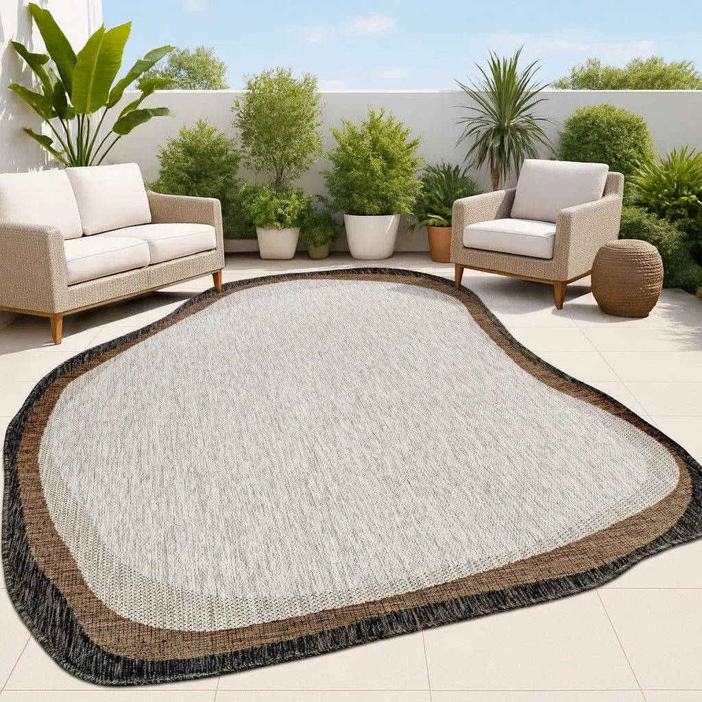 4' X 6' Gray And Black Abstract Indoor Outdoor Area Rug Homeroots Outdoor