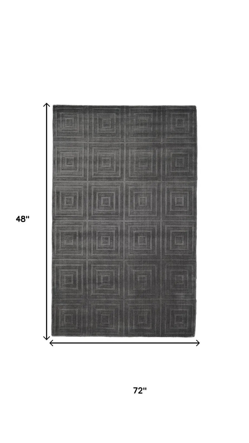 4' X 6' Gray And Black Geometric Hand Woven Area Rug Homeroots Home Decor