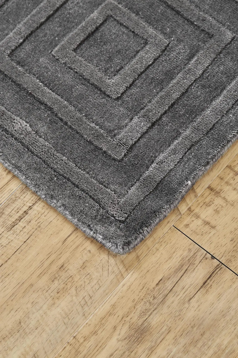4' X 6' Gray And Black Geometric Hand Woven Area Rug Homeroots Home Decor