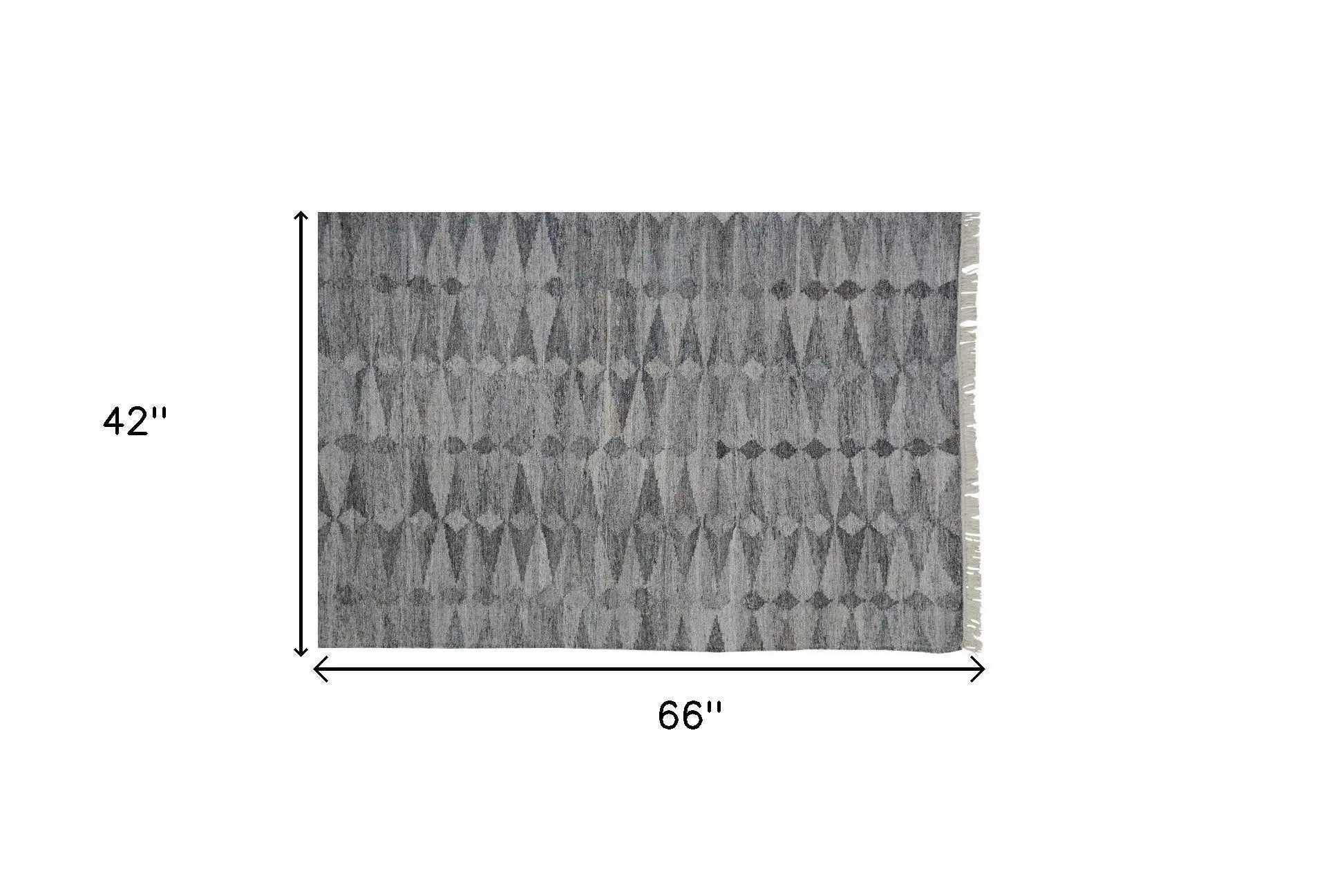 4' X 6' Gray And Black Geometric Hand Woven Area Rug With Fringe Homeroots Outdoor