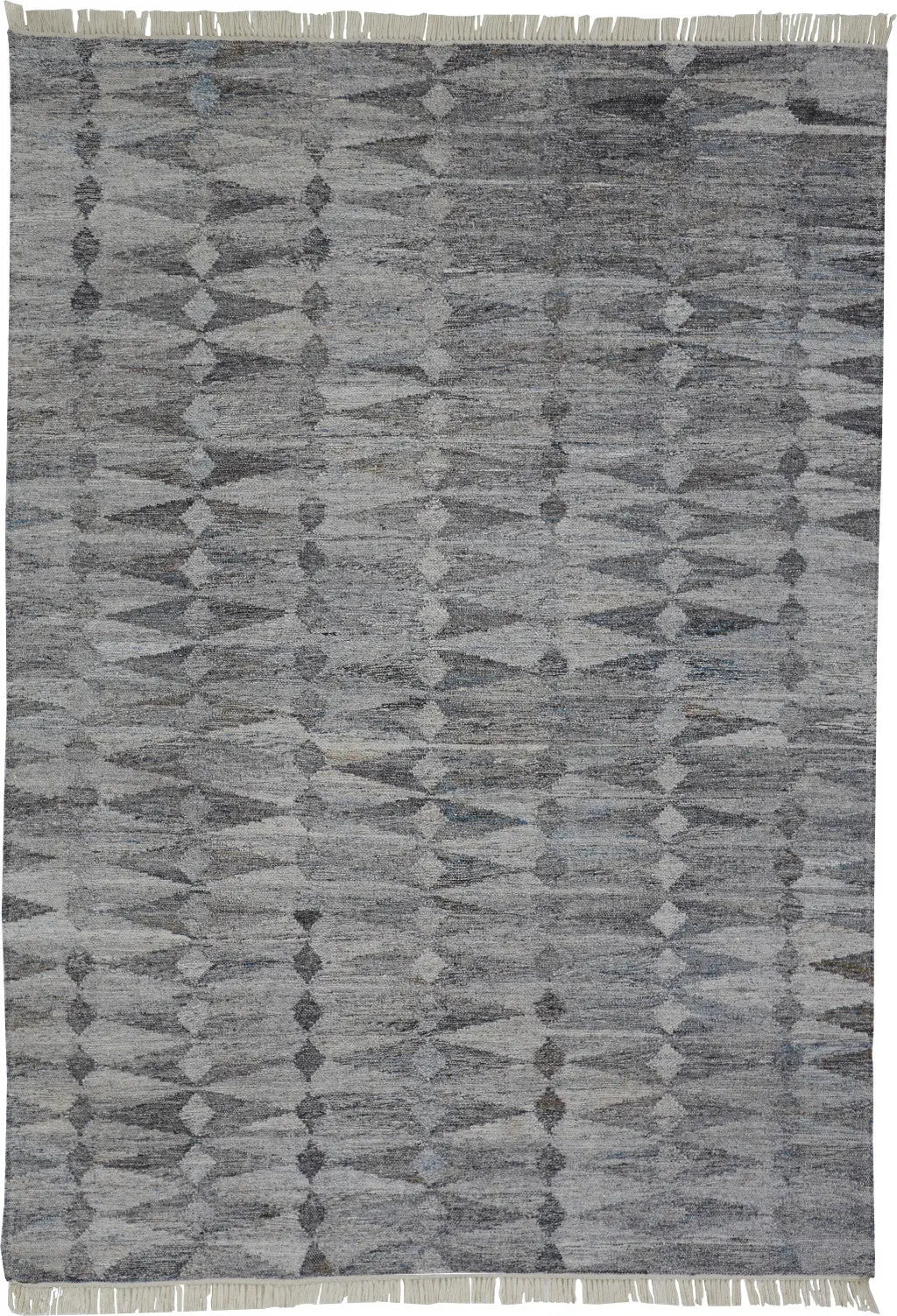 4' X 6' Gray And Black Geometric Hand Woven Area Rug With Fringe Homeroots Outdoor