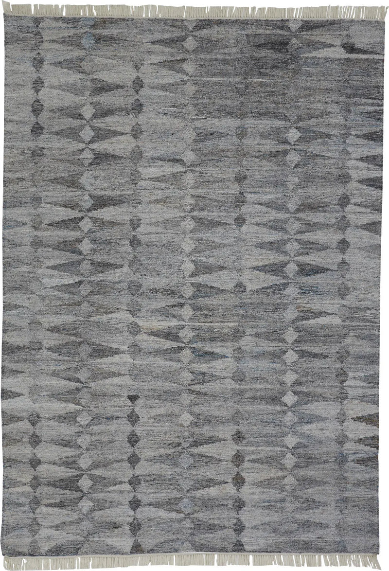 4' X 6' Gray And Black Geometric Hand Woven Area Rug With Fringe Homeroots Outdoor