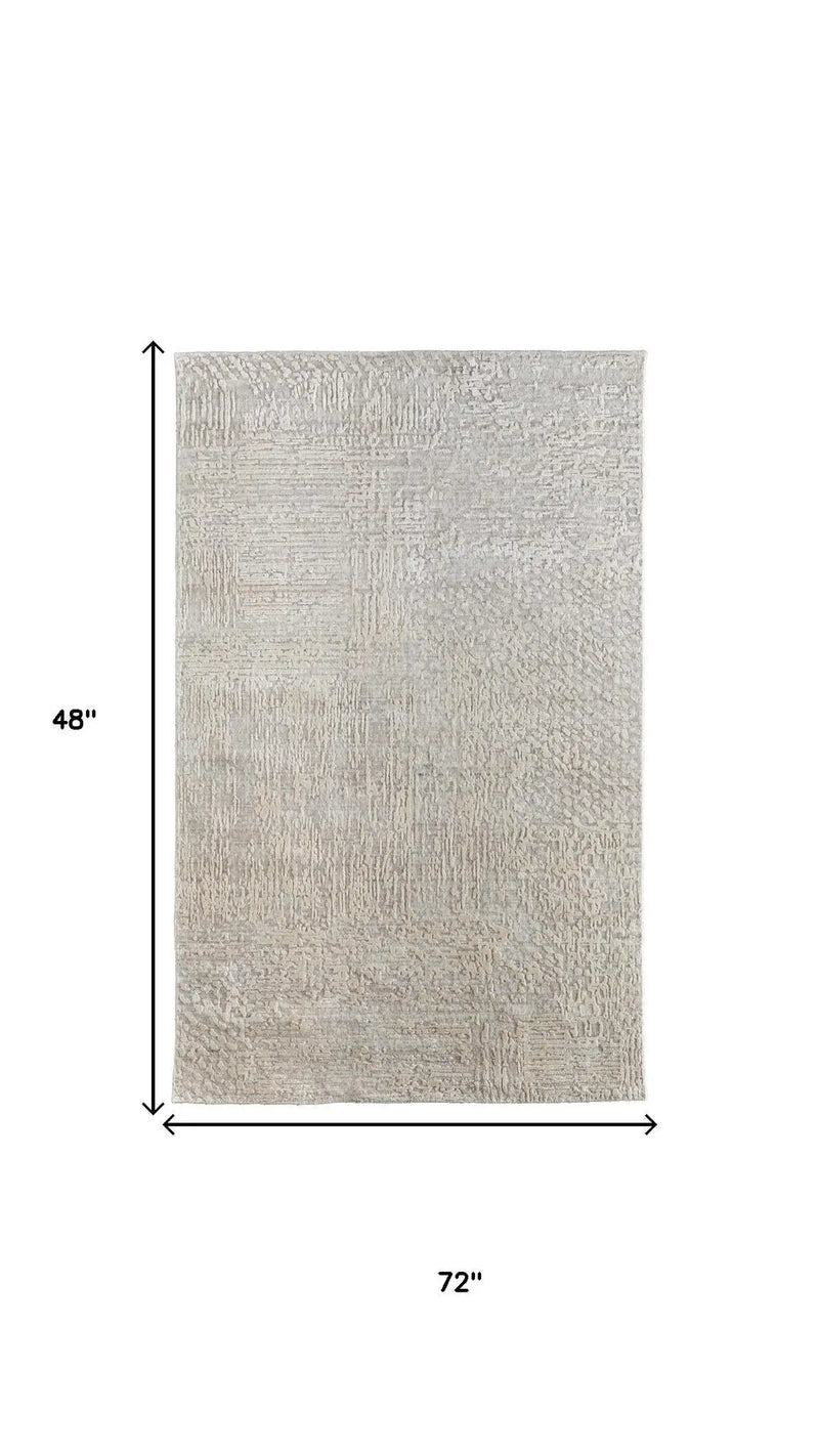 4' X 6' Gray And Ivory Abstract Hand Woven Area Rug Homeroots Home Decor