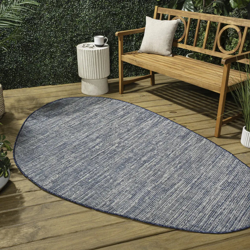 4' X 6' Gray And Navy Blue Medallion Indoor Outdoor Area Rug Homeroots Outdoor