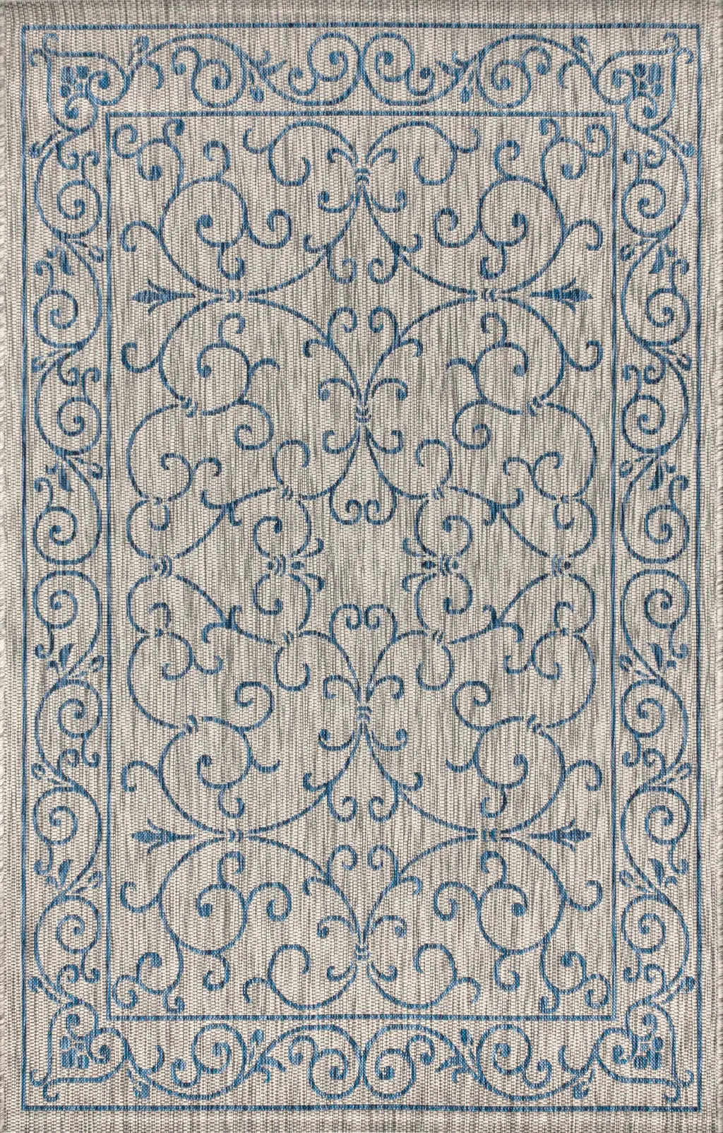 4' X 6' Gray And Navy Blue Medallion Indoor Outdoor Area Rug Homeroots Outdoor
