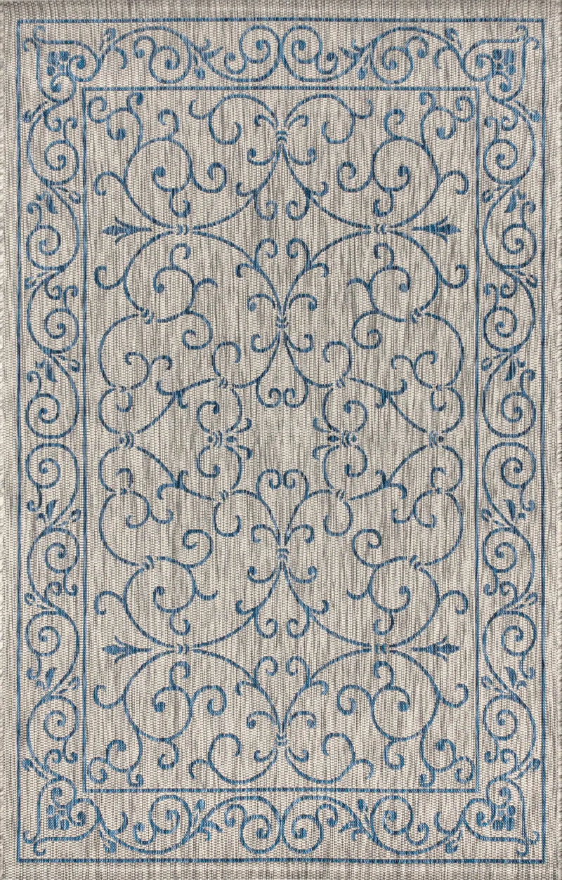 4' X 6' Gray And Navy Blue Medallion Indoor Outdoor Area Rug Homeroots Outdoor