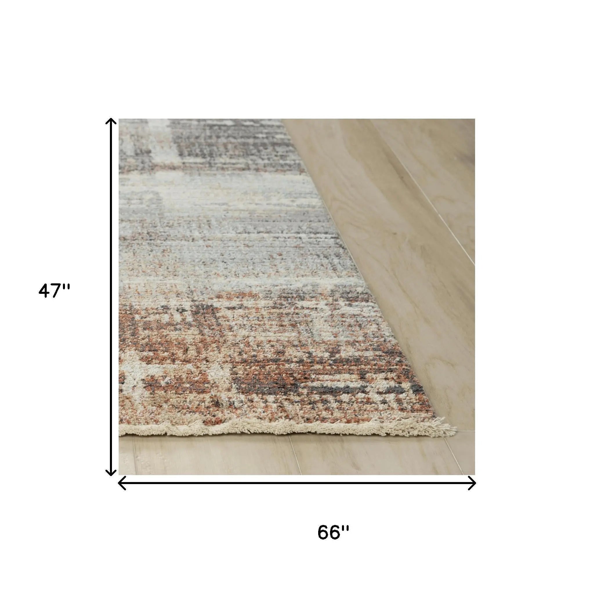 4' X 6' Gray And Rust Abstract Area Rug Homeroots Home Decor