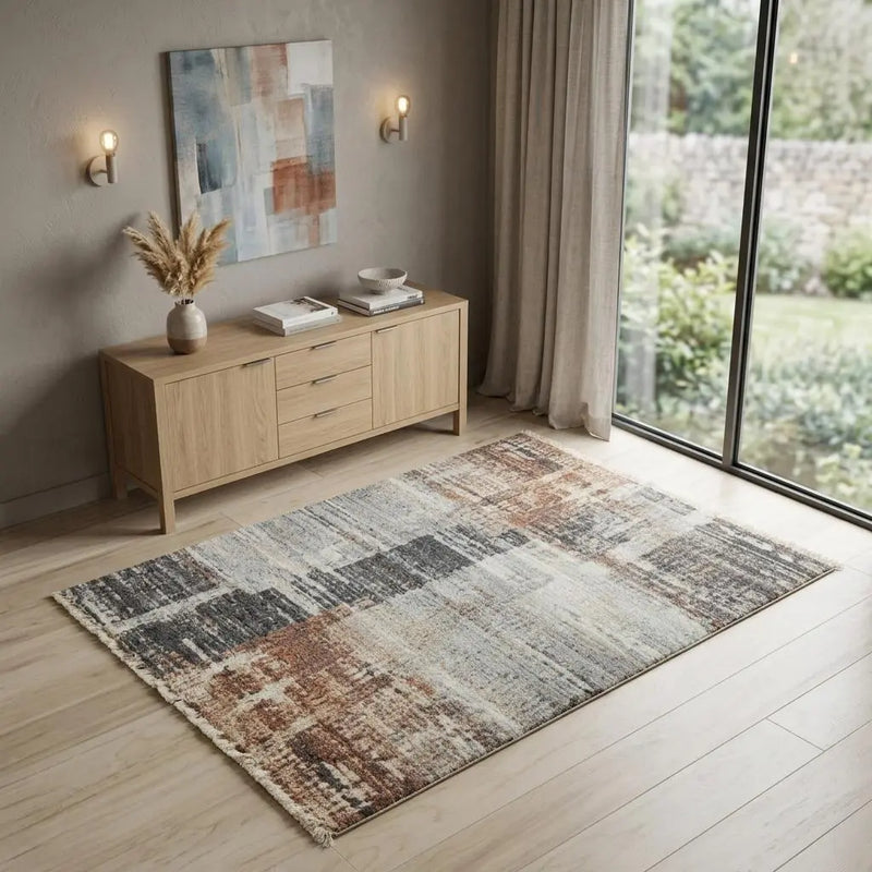 4' X 6' Gray And Rust Abstract Area Rug Homeroots Home Decor